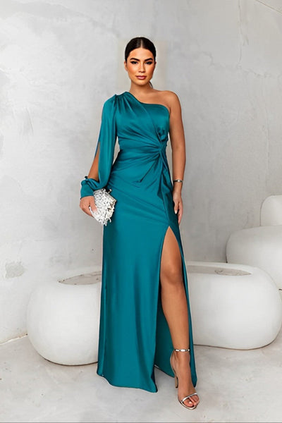 Vera – One-Shoulder Satin Evening Dress