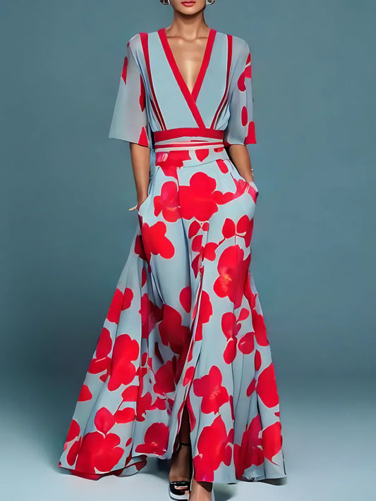 Tiara – V-Neck Floral Maxi Dress
