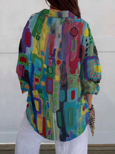 EDNA | ELEGANT GEOMETRIC PATTERN BLOUSE