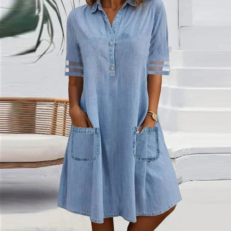 Jill™ – Denim Mini Dress with Side Pockets