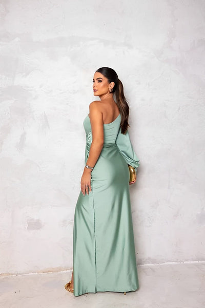 Vera – One-Shoulder Satin Evening Dress